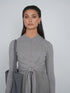 Point Mandarin Wrap Top in Grey